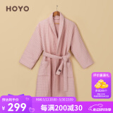 HOYO日本 浴袍五星级酒店浴袍情侣装纯棉柔软吸水浴衣汗蒸服男女通用 樱若 L码 适合身高175-190CM