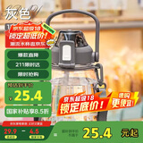希乐大肚水杯大容量户外运动女儿童学生tritan刻度吸管塑料杯子 灰色