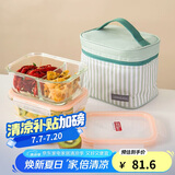 乐扣乐扣（LOCK&LOCK）耐热玻璃保鲜盒微波炉饭盒上班学生便当盒分隔餐盒配便当包两件套