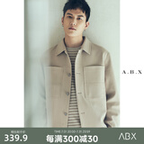 a.b.x【抗皱中空纱面料】春秋季廓形短款工装夹克休闲翻领外套 男款 卡其色 XL