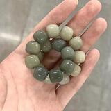 沐玛白玉菩提根手链渐变菩提子手串绕指柔盘玩佛珠生日生日礼物男男女 烟青飘花-菩提根手串