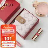 POLO钱包女士卡包多卡位钱夹短款多功能零钱包520礼物送女友礼盒装
