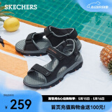 斯凯奇（Skechers）凉鞋男夏季司机户外运动增高魔术贴沙滩鞋渔夫凉鞋204105 黑色/BLK 45