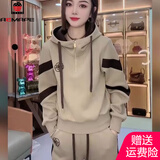 AEMAPE卫衣套装女2025春秋冬季新款时尚洋气宽松休闲卫衣女运动裤 MX-11-7010卡其色【薄款不加绒】 L 【建议110-120斤】