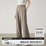 尚都比拉气质通勤OL直筒西装裤夏装阔腿裤垂感显瘦长裤子女 豆沙棕 L 