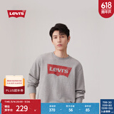 Levi's李维斯情侣同款美式简约舒适经典时尚宽松logo印花圆领卫衣 灰色0026 S