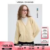VEGA CHANG毛针织衫女2025年春秋季新款气质V领甜美减龄毛衣开衫 莺儿黄 均码
