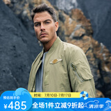 AKSERIES新复古回潮MA-1胸前绣花标飞行员棒球领短版修身夹克男1704001 军卡其色 XL