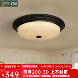 灯将（dengjiang）美式吸顶灯卧室灯简约复古乡村法式圆形led客厅主卧房间书房灯具 黑色 直径50cm 全光谱护眼三色