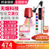 鸿益德 艾灸家用仪器一体机语音无烟熏蒸仪美容院养生理疗艾炙灯烤电仪 红色脉冲刮痧至尊款-十二核四面加热