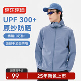 京东京造【UPF300+】防晒衣男士原纱冰丝凉感夏季防晒服男外套 岩板蓝2XL