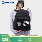 斐乐（FILA）FUSION潮牌背包情侣款双肩包女士包包大容量电脑包男士休闲书包 深黑-BK XS
