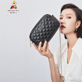 稻草人女包斜挎包手机包旗舰新款链条单肩包小香风百搭菱格迷你小包 黑色19.5*6*13CM