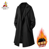 稻草人（MEXICAN）风衣男女同款春秋青年时尚休闲宽松夹克中长款百搭外套 黑色 M