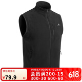 迪卡侬男士秋冬马甲MH120户外保暖摇粒绒拉链背心黑色2XL 1406398