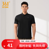 361度运动翻领t恤2025年春夏季新款休闲透气短袖情侣POLO衫父亲节礼物 【男款】超级黑 L