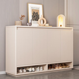 立太实木鞋柜门口入户柜收纳柜一体靠墙玄关柜家用门口楼道柜子储物柜 加厚基础款：140*32*96暖白【环保欧松板】约放33-35双