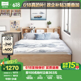 林氏家居榻榻米储物床收纳抽屉床【原木色】JJ1A-B高箱床+1E-B储物柜1.2M