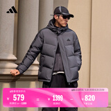 adidas 600蓬保暖拒水防泼防风连帽鸭绒羽绒服阿迪达斯官方轻运动 深灰 XS