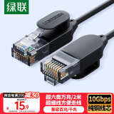 绿联超六类网线细线 CAT6A纯铜万兆成品跳线 家用电脑路由器光猫网络连接线 兼容千兆百兆宽带2米70334