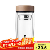 希乐玻璃杯 大容量双层加厚泡茶杯 男女士商务茶水分离水杯 车载杯子