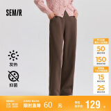森马（Semir）休闲裤女发热抗菌长裤2024冬季气质摇粒绒纯色阔腿裤109724127001