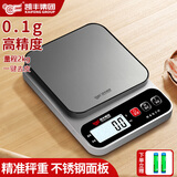 凯丰电子秤厨房秤家用小型精准电子称克秤高精度食物烘焙克称重电子秤 【不锈钢秤面】电池款2kg/0.1g