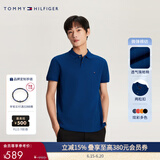 TOMMY HILFIGER【潮流多色】夏季男装珠地棉商务休闲短袖T恤翻领POLO22109 宝蓝色C5J M (推荐：135-150斤)