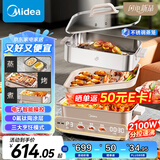 美的（Midea）钛陶0氟多功能锅电火锅不锈钢蒸锅鸳鸯火锅专用锅超薄速沸多功能一体电锅煎烤料理锅DLS332266S