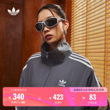 adidas情侣款复古风梭织立领夹克外套男女阿迪达斯官方三叶草 深灰 M
