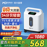 麦德哈特【总部直营】家用制氧机吸氧机老人氧气机便携式车载高原雾化孕妇 立荐9L可调+负离子+雾化+遥控34分贝DF011