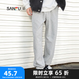 三福2025春季新款休闲裤男抽绳运动风束脚裤针织卫裤宽松长裤裤子 灰色 170/76A/M