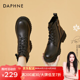 达芙妮（DAPHNE）小短靴女马丁靴英伦风厚底秋冬季2023新款秋季单靴百搭复古六孔 黑色 38 标准码