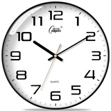 康巴丝（Compas）挂钟客厅2025款简约办公日历钟表石英钟表挂墙时钟 c3515黑白直径28cm