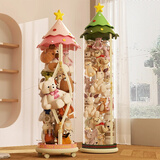 聚可爱娃娃收纳桶新款家用公仔玩偶圆柱筒创意圣诞款装毛绒玩具整理神器 霜松绿-145cm拉链圣诞树款无轮