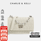 CHARLIE&KELLI CK品牌包包女包奢侈品牌2025新款送女友生日礼物菱格链条包斜挎 米白【代写贺卡 赠品牌礼袋】