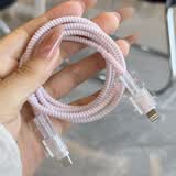 弗烟粉蝴蝶结数据线苹果16充电器保护套20适用充电线防折断1415缠绕线 三件套【线夹+保护绳】 波点【小粉蝴蝶结】