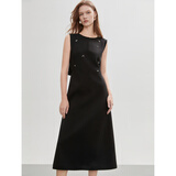 ELLE黑色钉钻高级感连衣裙女2026夏季新款无袖圆领气质优雅背心裙 黑色 S