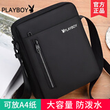 花花公子（PLAYBOY）单肩包男士休闲斜挎包大容量牛津布胸包潮牌背包 黑色款