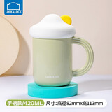 乐扣乐扣（LOCK&LOCK）陶瓷杯带盖马克杯女可爱咖啡杯早餐办公室水杯 绿色 420ml