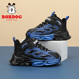 巴布豆童鞋软底休闲老爹鞋2022冬季男童加绒二棉鞋儿童运动鞋 106525105 黑/皇家蓝30