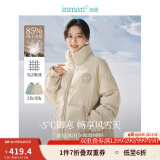 茵曼（INMAN）鸭绒九江羽绒服冬女装新款休闲立领落肩宽松外套大衣上衣 淡香杏 XL