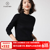 帕什【24新款新色】半高领羊绒衫女100山羊绒百搭针织打底毛衣女ps-02 经典黑 L (105-120斤)