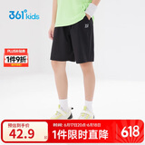 361°儿童短裤夏季男女童3-12岁透气运动裤梭织五分裤 黑 170