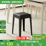 全友家居小方凳子可叠放家用结实耐用软包高脚移动塑料板凳KD 黑色|软垫凳*4