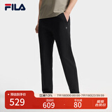 FILA 斐乐官方男装针织长裤2025夏季新款时尚简约基础休闲直口裤子男 正黑色-BK 3XL 190/96A/XXXL