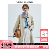 VEGA CHANG风衣女款2025新款春秋英伦风中长款宽松外套 卡其色 L