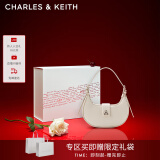 CHARLES&KEITH三角扣新月包腋下包单肩包包女包女友生日520礼物CK2-50271205 粉白色Chalk S