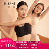 金三塔金三塔无尺码真丝氨纶无痕内衣女无钢圈聚拢背心式光面文胸 黑色撞抹茶绿7214 M