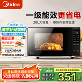 美的（Midea）【国家补贴】变频微波炉 20升大平板底盘 智能菜单 小型迷你家用微波炉一级能效 PM20M3 易清洁内胆